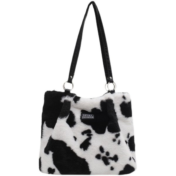 Geantă de puf pentru femei în alb-negru