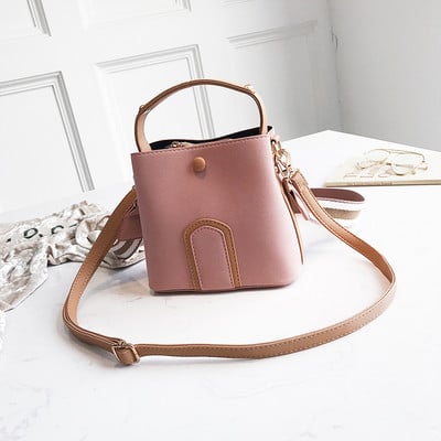 Μικρή έκο δερμάτινη τσάντα με κοντή και μακριά υφασμάτινη λαβή