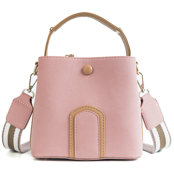 Μικρή έκο δερμάτινη τσάντα με κοντή και μακριά υφασμάτινη λαβή