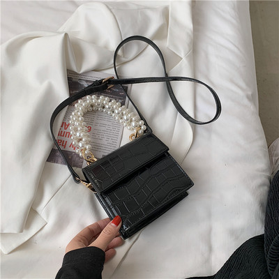 Sieviešu maza somiņa ar pērļu rokturi vairākās krāsās