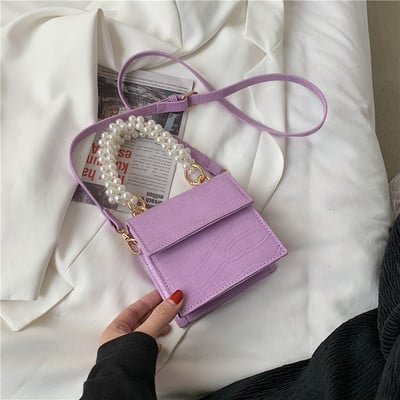 Sieviešu maza somiņa ar pērļu rokturi vairākās krāsās