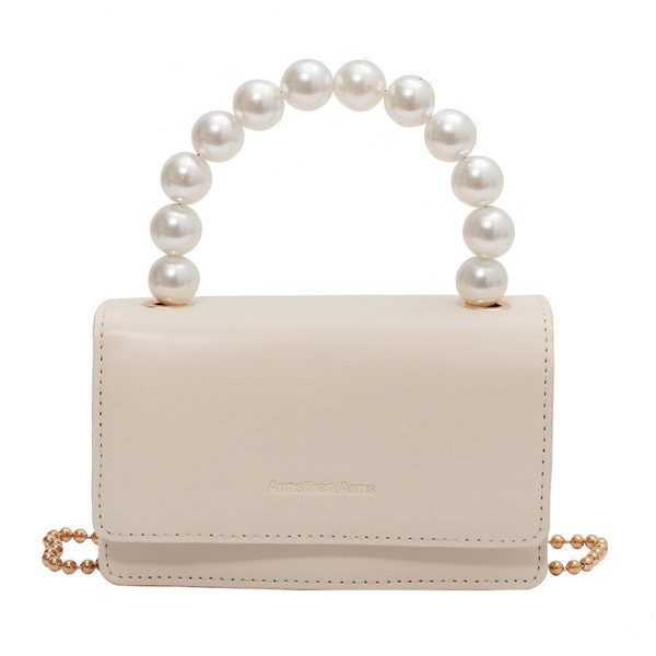 Geanta dama cu perle si lant lung metalic