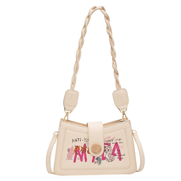 Γυναικεία τσάντα με απλικέ χρώμα και κλείσιμο με φερμουάρ