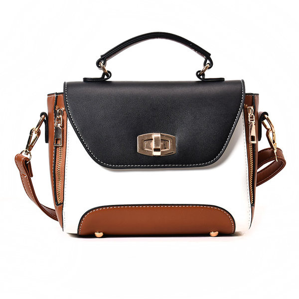 Geantă mică din piele cu închidere metalică și mâner lung