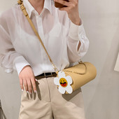 Γυναικεία μοντέρνα τσάντα με τρισδιάστατο λουλούδι και μακρύ χερούλι