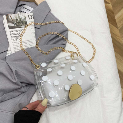 Γυναικεία διαφανής τσάντα ώμου με μεταλλική λαβή