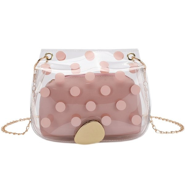 Γυναικεία διαφανής τσάντα ώμου με μεταλλική λαβή