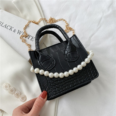 Γυναικεία έκο δερμάτινη τσάντα με πέρλες  σε διάφορα χρώματα