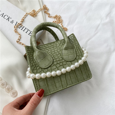 Γυναικεία έκο δερμάτινη τσάντα με πέρλες  σε διάφορα χρώματα