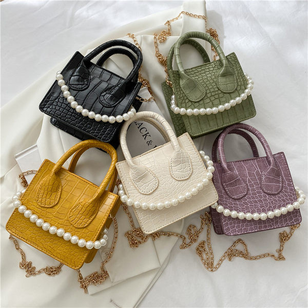 Γυναικεία έκο δερμάτινη τσάντα με πέρλες  σε διάφορα χρώματα