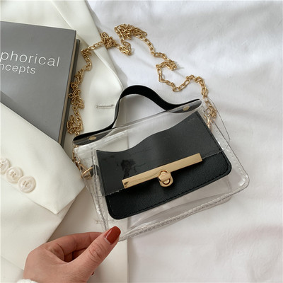 Διαφανής γυναικεία τσάντα με μεταλλική στερέωση