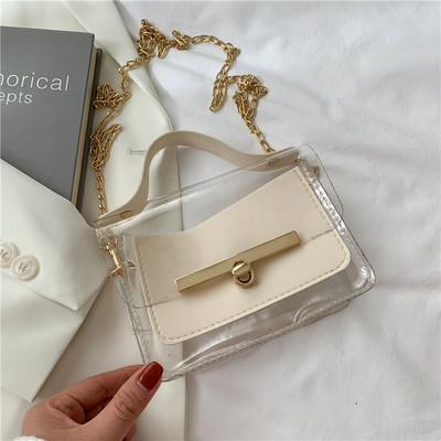 Διαφανής γυναικεία τσάντα με μεταλλική στερέωση
