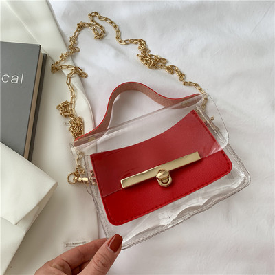 Διαφανής γυναικεία τσάντα με μεταλλική στερέωση