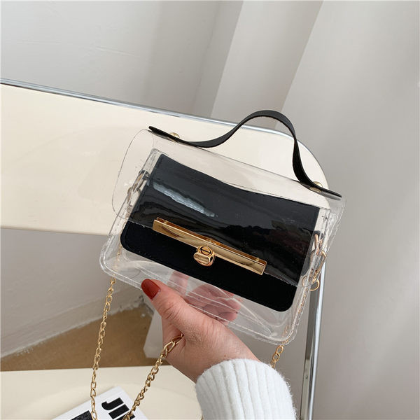 Διαφανής γυναικεία τσάντα με μεταλλική στερέωση