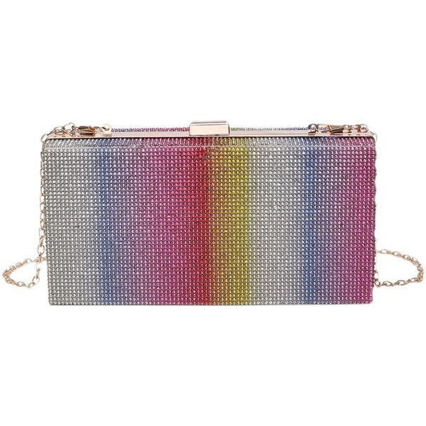 Γυναικεία πολύχρωμη τσάντα με μακριά αλυσίδα