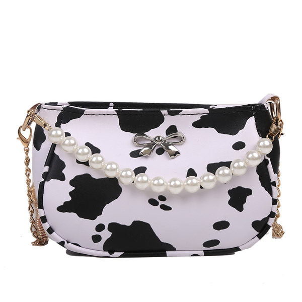 Σύγχρονη γυναικεία τσάντα με πέρλες και κορδέλα