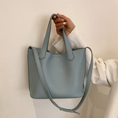 Έκο δερμάτινη τσάντα κλασικό μοντέλου με μακρές και κοντές λαβές