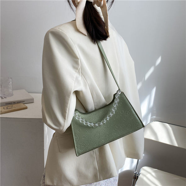 Γυναικεία έκο δερμάτινη τσάντα ώμου με χάντρες