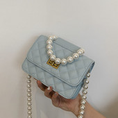 Geanta de dama din piele cu maner lung si scurt sidefat