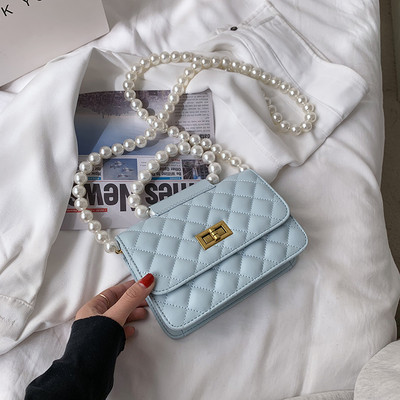 Geanta de dama din piele cu maner lung si scurt sidefat