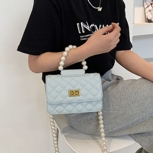 Geanta de dama din piele cu maner lung si scurt sidefat