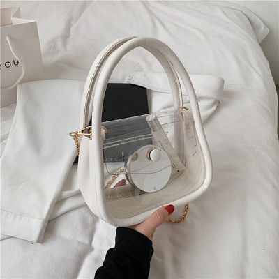 Geanta de dama transparenta cu inchidere metalica