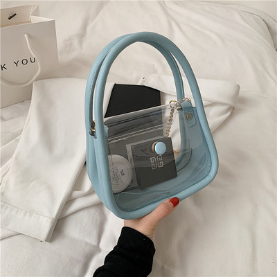 Geanta de dama transparenta cu inchidere metalica