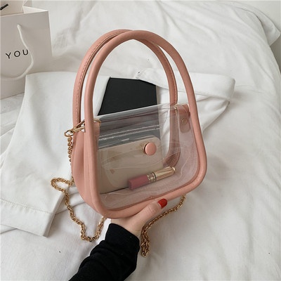 Geanta de dama transparenta cu inchidere metalica