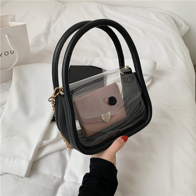 Geanta de dama transparenta cu inchidere metalica