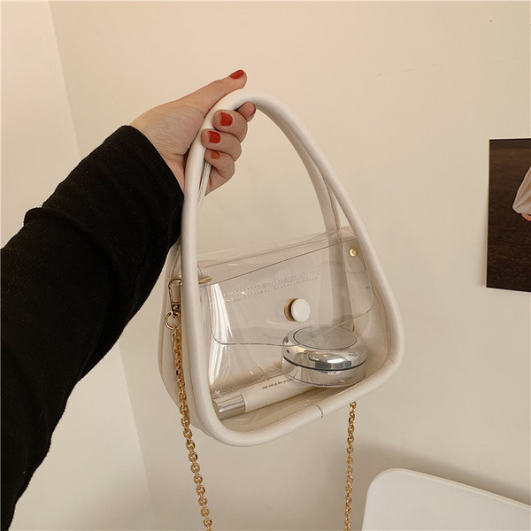 Geanta de dama transparenta cu inchidere metalica