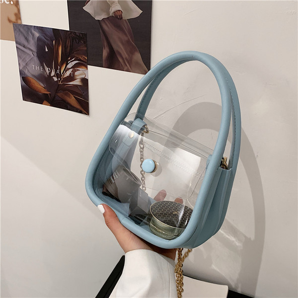 Geanta de dama transparenta cu inchidere metalica