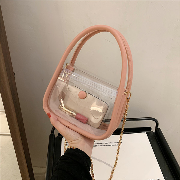 Geanta de dama transparenta cu inchidere metalica