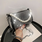 Sieviešu mini soma ar cilpām un pērlēm