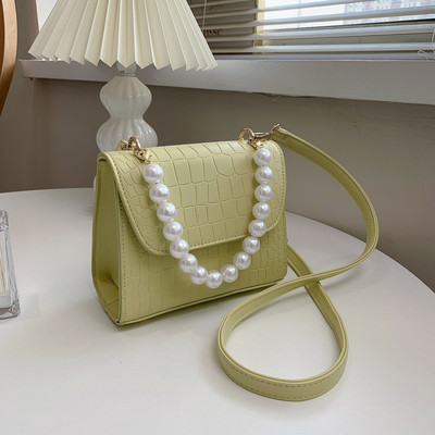 Sieviešu ādas soma ar pērlēm dažādās krāsās