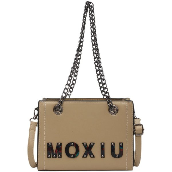 Sieviešu ādas soma ar uzrakstu un ķēdīti