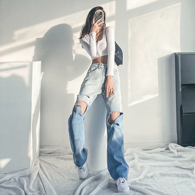 Νέο μοντέλο casual τζιν γυναικεία με σκισμένα μοτίβα