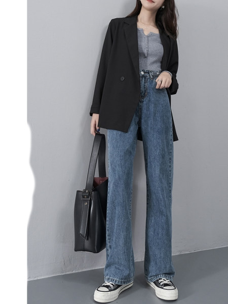 Blugi de dama lungi si lati in doua culori