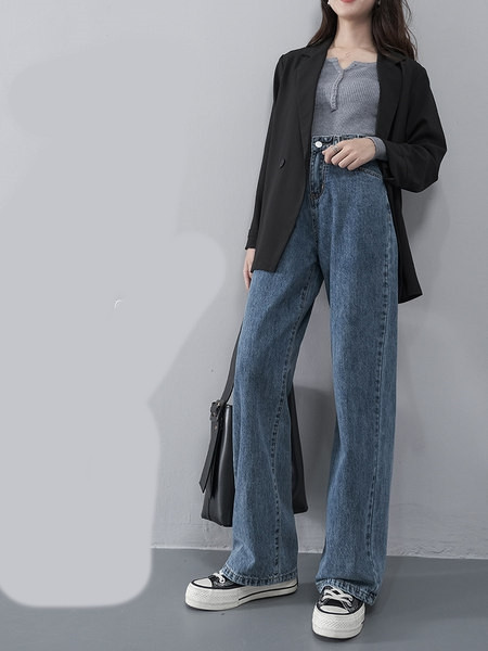 Blugi de dama lungi si lati in doua culori