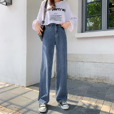 Μακρύ και φαρδύ μοντέλο τζιν με ψηλή μέση