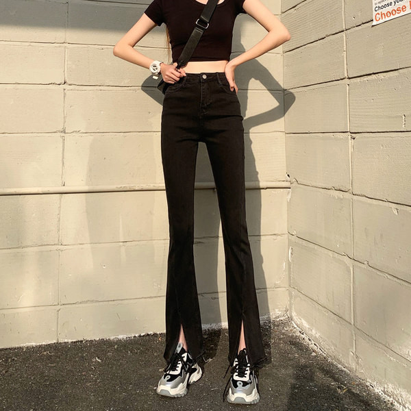 Ikdienas sieviešu džinsi ar šķēlumiem un kabatām