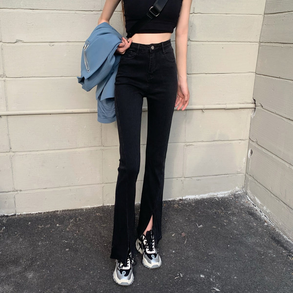 Ikdienas sieviešu džinsi ar šķēlumiem un kabatām