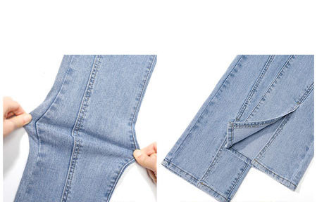 Blugi de dama actuali cu talie inalta si emblema