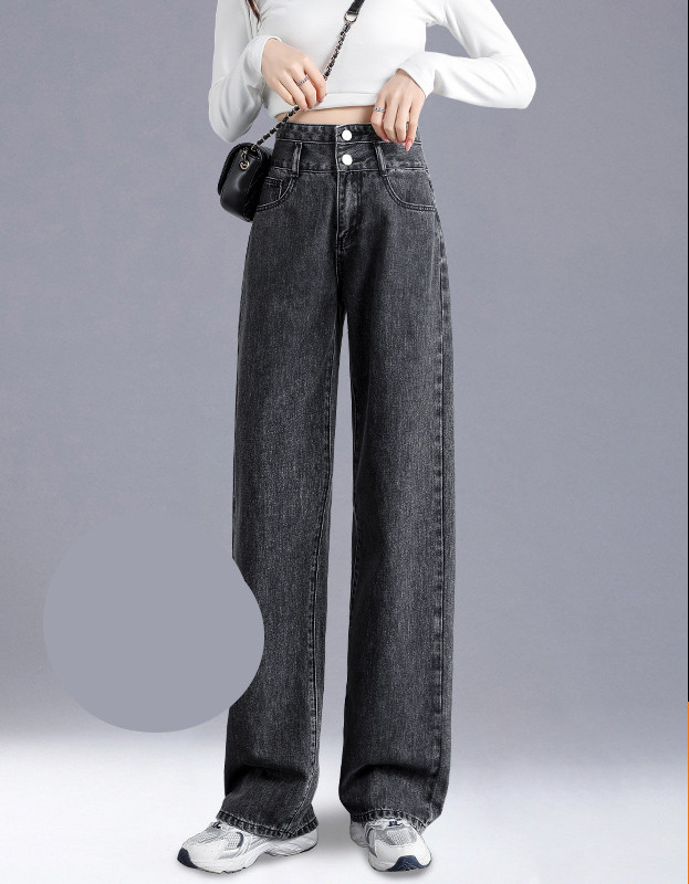 Ευρύ μοντέλο τζιν με υψηλή μέση για γυναίκες