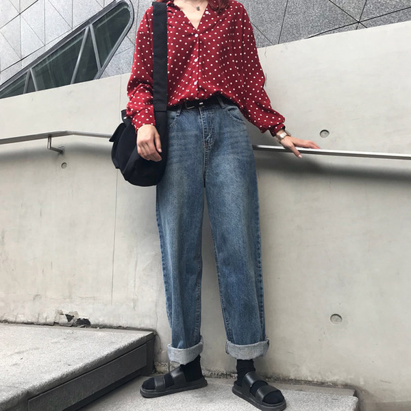 Blugi de dama cu talie inalta si buzunare - model drept