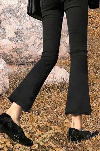 Blugi de dama de culoare neagra - cu talie inalta