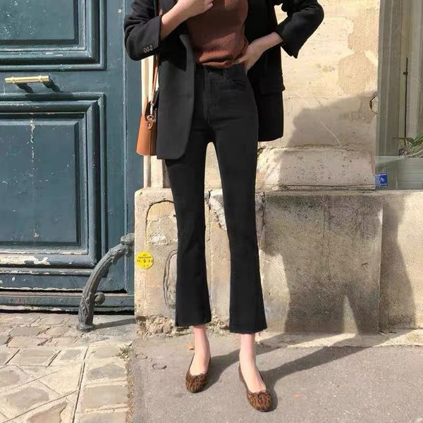 Blugi de dama de culoare neagra - cu talie inalta