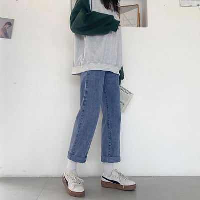 Casual γυναικεία τζιν με ψηλή μέση και φαρδιά πόδια