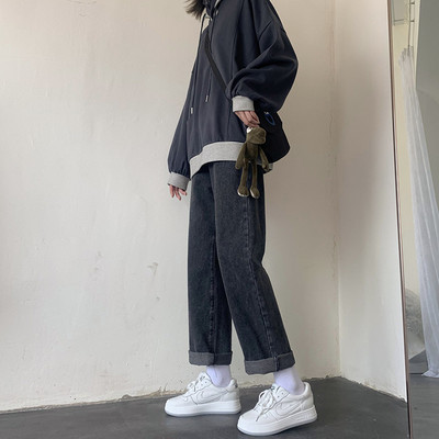 Casual γυναικεία τζιν με ψηλή μέση και φαρδιά πόδια