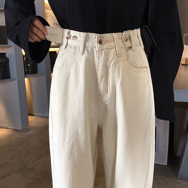 Γυναικεία τζιν με υψηλή μέση και μήκος 9/10