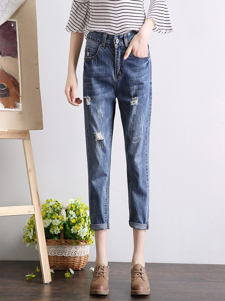 Νέο μοντέλο γυναικεία τζιν καλοκαιρινά με μήκος αστραγάλου και ψηλή μέση